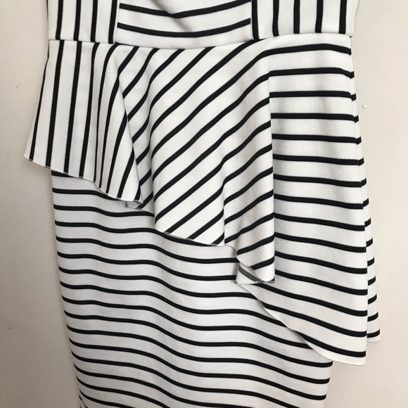 Bebe White & Black Stripe Peplum Dress XS - Picture 6 of 7
